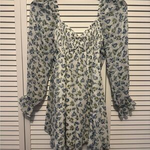 Floral Blue and Green Women's Dress